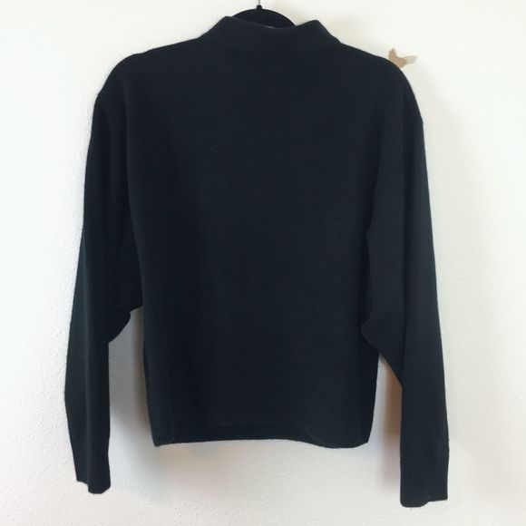 Sea Bleu Solid Black Cashmere Sweater Neck Cut Out - Picture 5 of 6